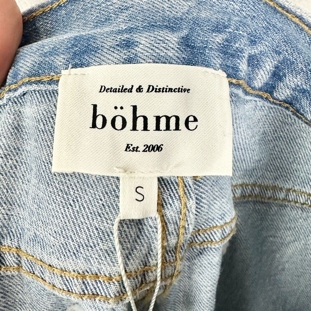 Bohme Kadie High Rise Baggy Jeans Light Wash Size Small NWT Button Cuff Rigid - Picture 7 of 11